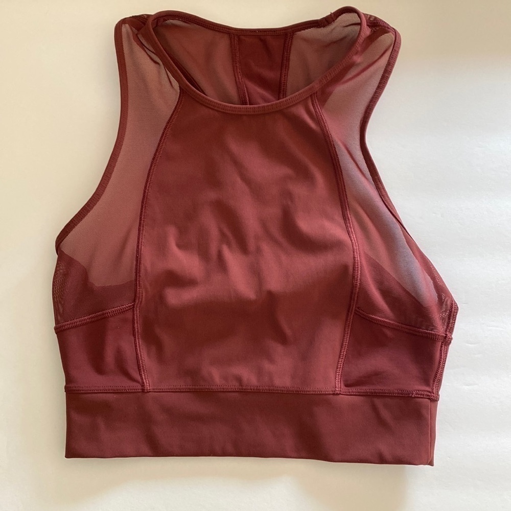Lululemon laser speed train tank bra long line rust color mesh side EUC savannah